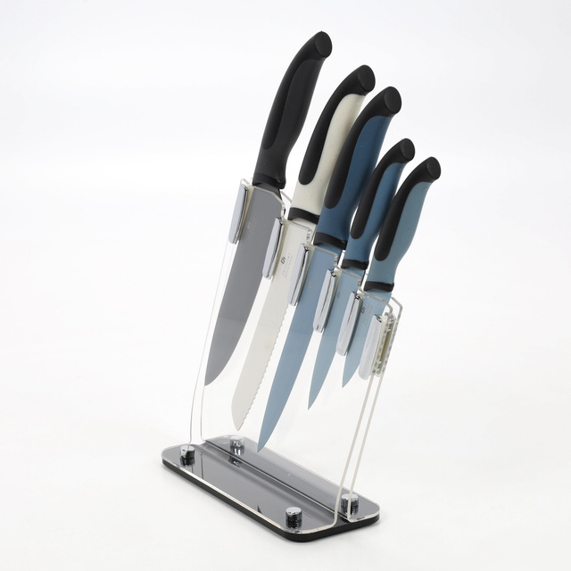 Set cuțite de bucătărie + suport, 5 buc.