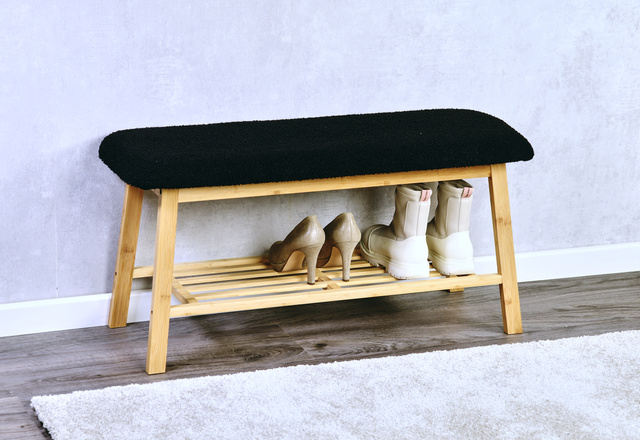 Banca de hol cu ​​polita pentru pantofi, 90 cm