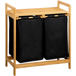 Cos de rufe din bambus, doua compartimente, 64 x 73 cm