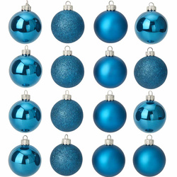 Globuri de Crăciun din sticlă Ø 8 cm, 16 buc., albastre