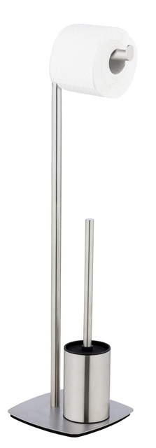 Perie toaleta cu suport hartie igienica, inox mat, IRIA, WENKO