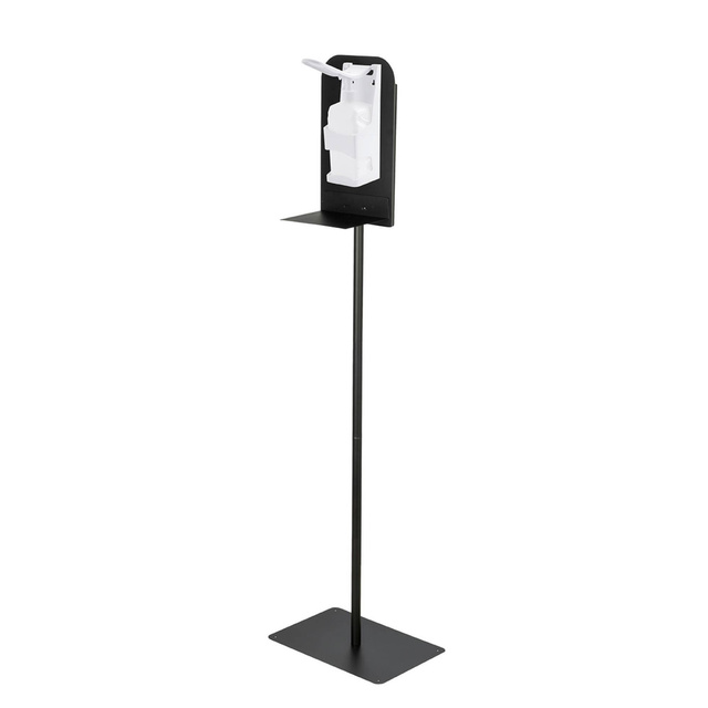 Suport dozator pentru dezinfectant pentru maini, otel inoxidabil, inaltime: 150 cm, negru, Wenko