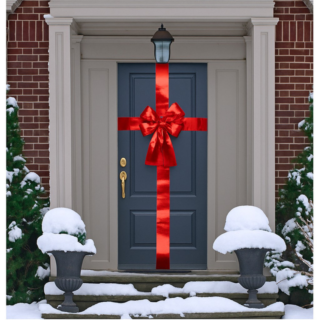 Decorațiune de Crăciun pentru ușă, fundă, 33 x 42 cm