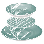 Set vesela din portelan, pentru 6 persoane, motiv frunze, 18 bucati