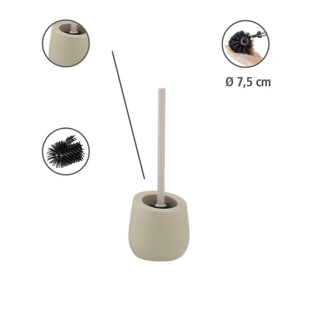 Perie WC cu suport BADI, Gri, 38x13,5x13,5, Wenko