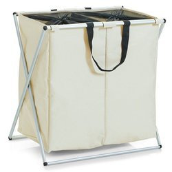 Recipient pentru rufe, coș cu 2 compartimente pentru rufe murdare de 128 litri, ZELLER, bej