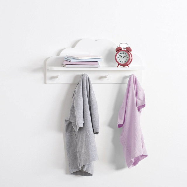 Raft cu 4 umerașe CLOUD, 48 x 22 x 12 cm, alb