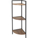 Raft colțar metalic, 3 rafturi din MDF, 23,5 x 23,5 x 76 cm