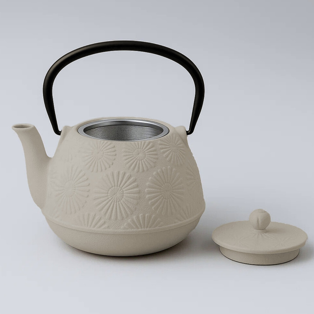 Căldare din fontă cu cești și suport KOGA, 1200 ml, albă