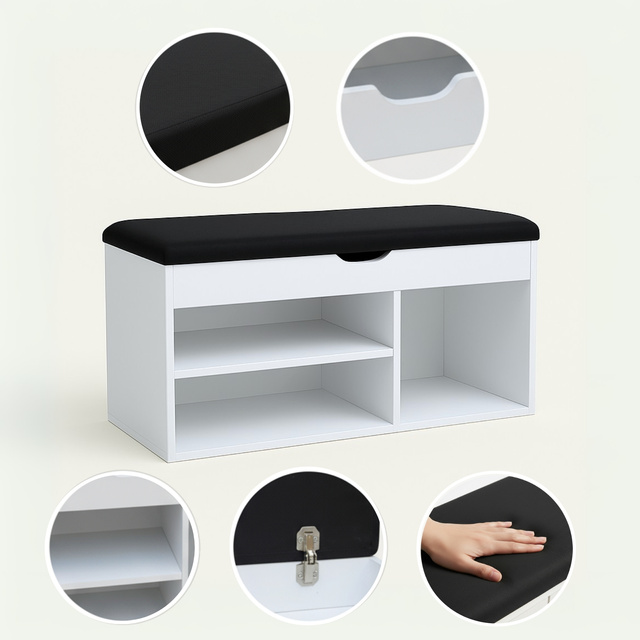 Dulap pentru pantofi cu loc de șezut TRIA, 80 x 43 x 30 cm