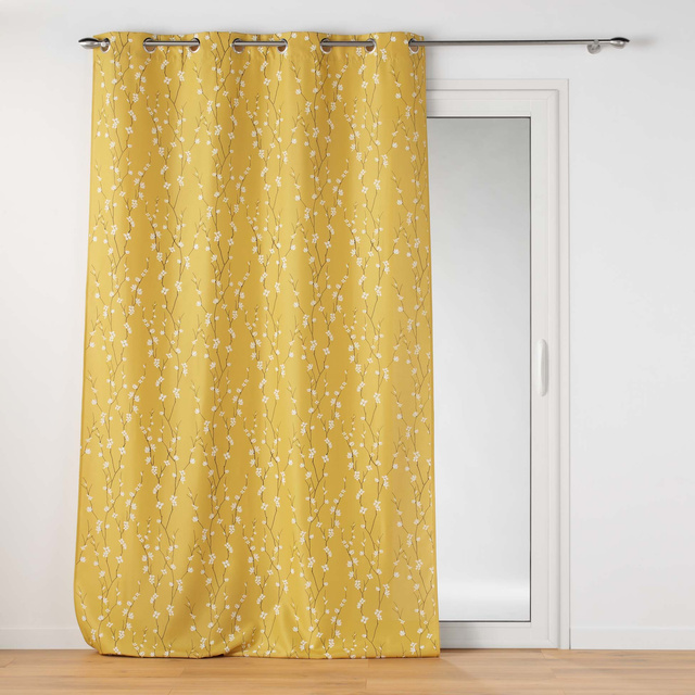 Perdea SAKURA, cu inele, model floral