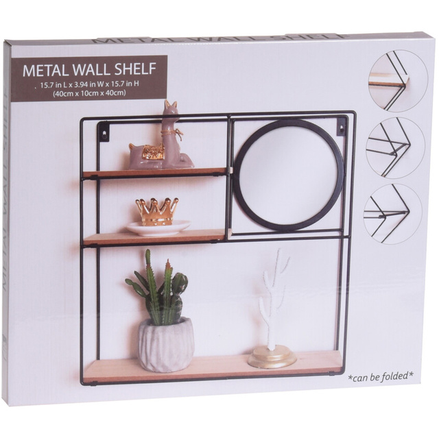 Raft decorativ cu oglindă mică, 3 niveluri, 49 x 41 cm