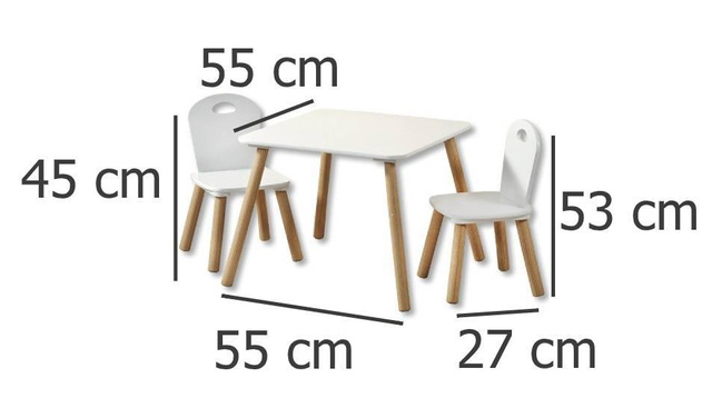 Set mobilier pentru copii: masa + 2 scaune, KESPER
