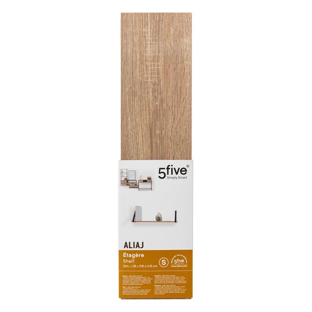 Raft de perete ALIAJ cu suporturi metalice, 58 × 15 × 16 cm