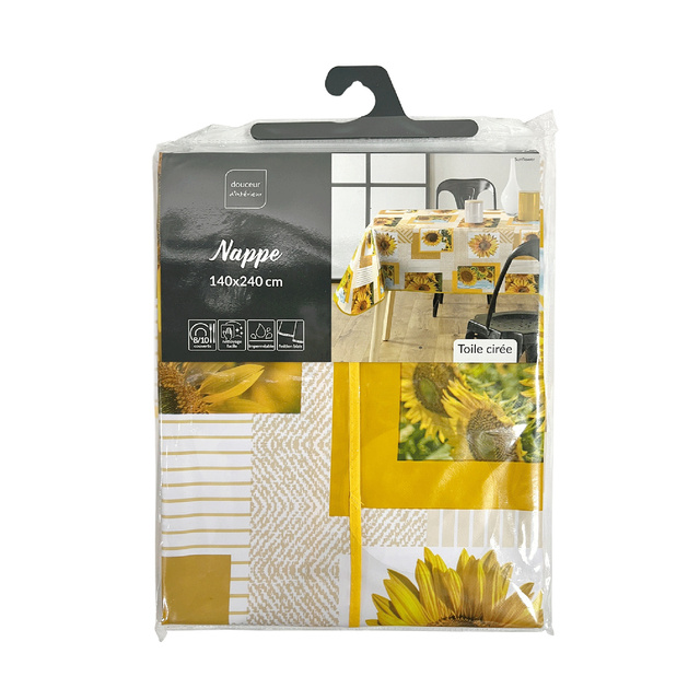 Fata de masa cu model floarea soarelui SUNFLOWER, 140 x 240 cm, plastic
