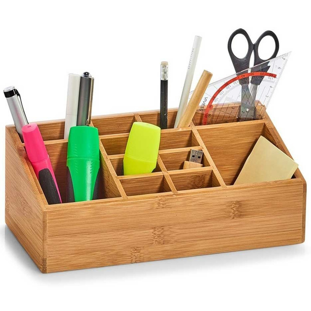 Organizator pentru cosmetice, accesorii de birou - 16 compartimente, bambus, ZELLER