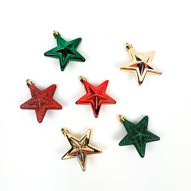 Decoratiuni de Craciun, stele din plastic, 6 buc.