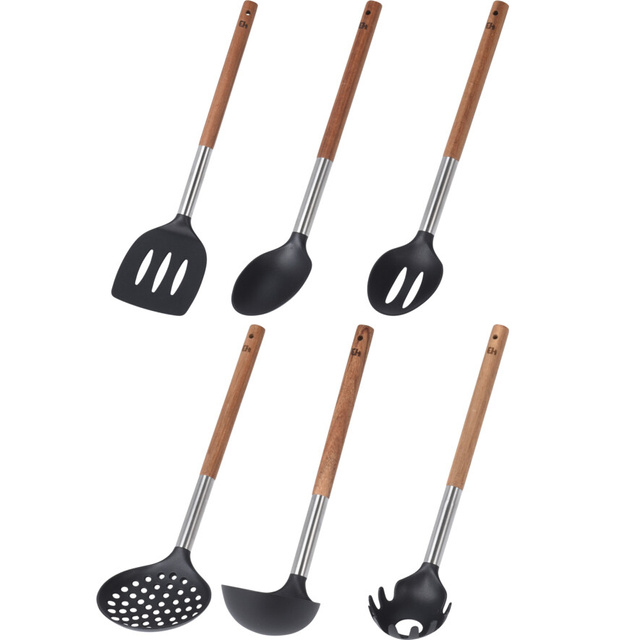 Set ustensile de bucatarie, 6 bucati cu suport metalic