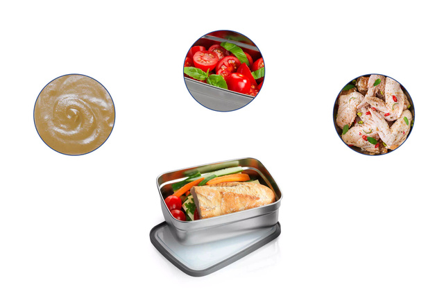 Recipiente pentru alimente, oțel inoxidabil, 3 bucăți