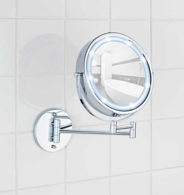Oglindă cosmetică de perete Power-Loc LUMI cu iluminare LED, mărire x5, WENKO