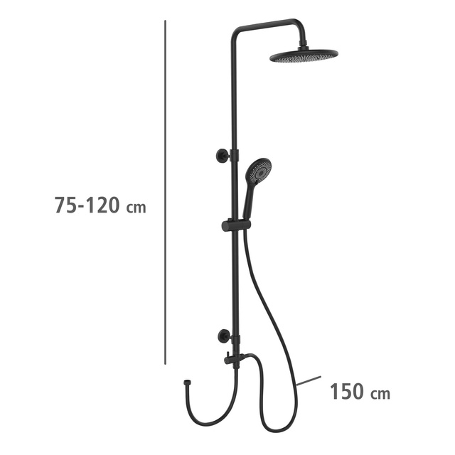 Cap de dus, negru, 120 cm, WENKO