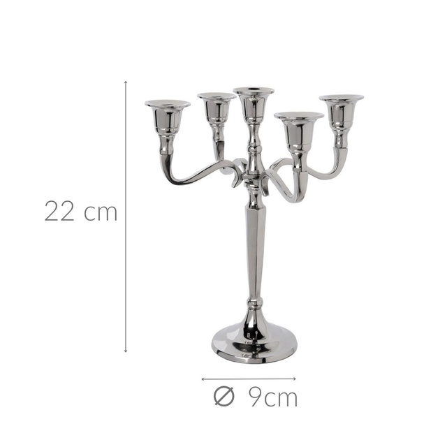 Sfeșnic metalic, 22 cm, argintiu