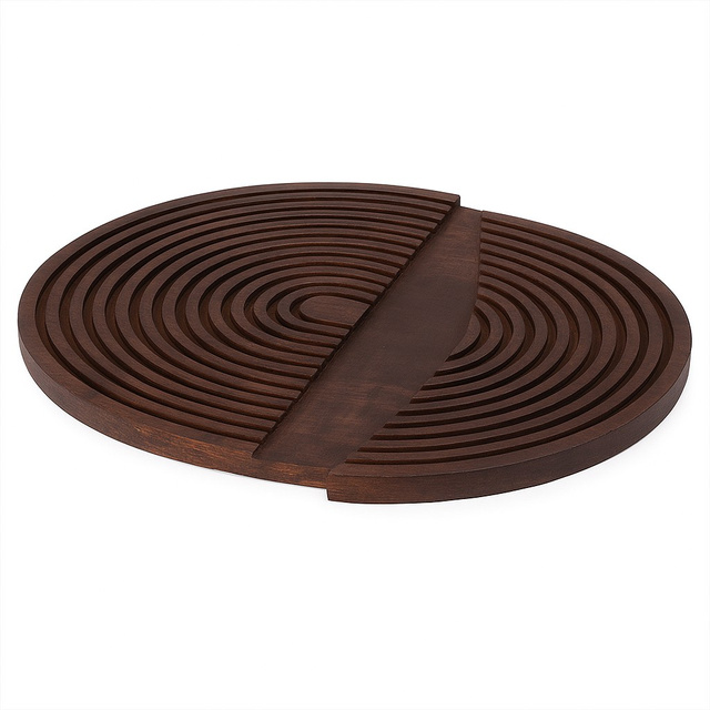 Tăviță de tăiat din lemn de mango, rotundă, 49 x 33 cm, model 2