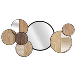 Decor de perete cu oglinda si elemente din lemn, 123,2 x 63,5 cm