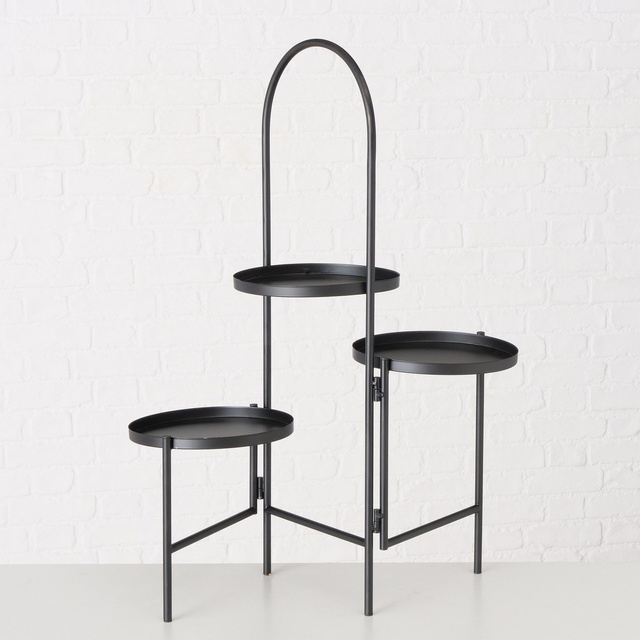 Suport pentru flori, trei niveluri, negru, 68 cm