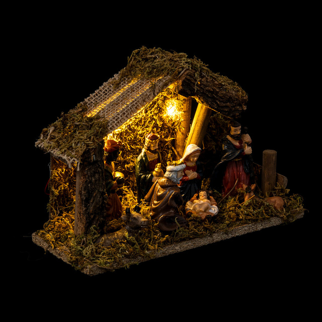 Decoratiune Nastere de Craciun cu iluminare LED, 20 x 15 cm
