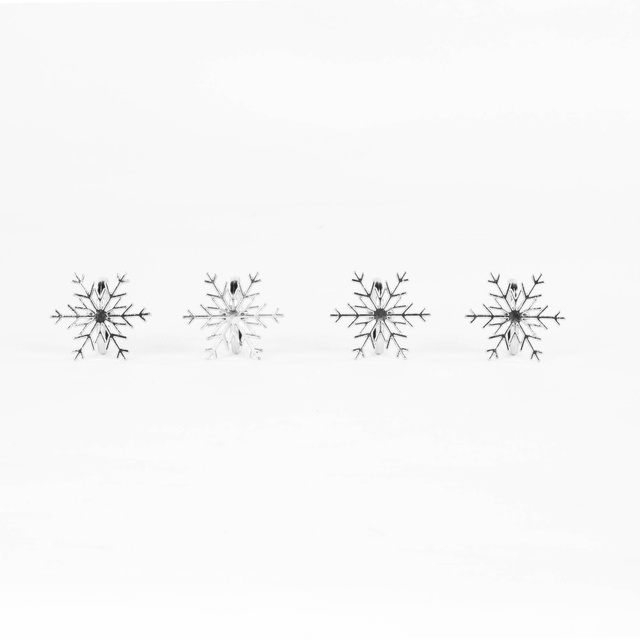 Ineluri argintii pentru șervețele cu motiv sărbătoresc, 4 buc.