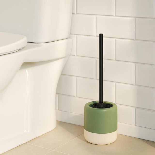Perie WC cu recipient ceramic THE PASTELS, Ø 11,6 x 38 cm, verde
