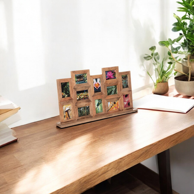 Multi rama foto, 12 fotografii, din lemn