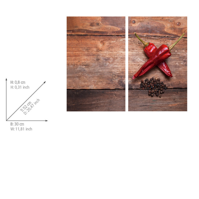 Set 2 placi protectoare pentru aragaz Pepper, Sticla, 52x30 cm, ALLSTAR