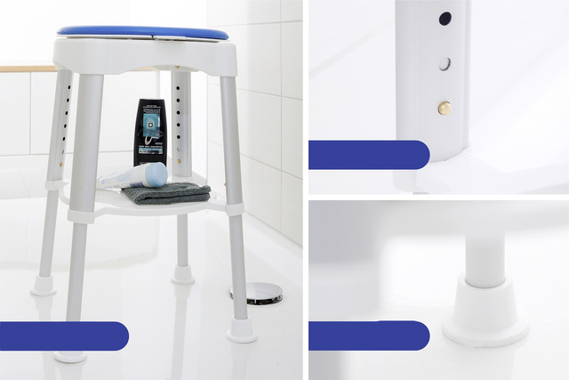 Taburet pentru dus, sezut pivovant, inaltime 41.5-59 cm