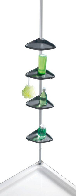 Raft de baie telescopic, colțar - 4 niveluri, WENKO, argintiu