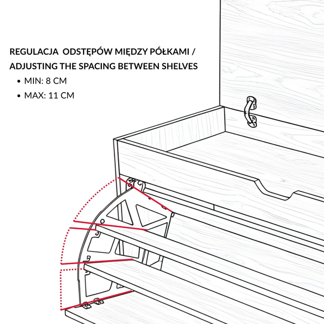 Dulap pentru pantofi cu loc de șezut și rafturi retractabile GRADIA, 100 x 34 x 50 cm