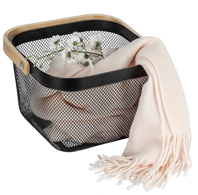 Cos metalic pentru produse cosmetice BAMBOO, cu maner de bambus, Wenko