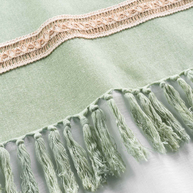 Perdea cu inele cu insertie de iuta si franjuri JANARA, 140 x 240 cm