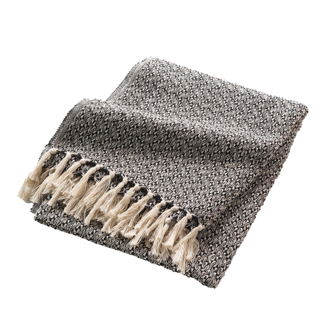 Cuvertura de pat cu ciucuri JUNON, model etnic, bumbac, 125 x 150 cm