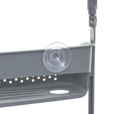 Suport pentru baie cu ventuze, 2 niveluri, Gri