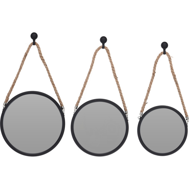 Set oglinzi rotunde in rame negre, cu sfori