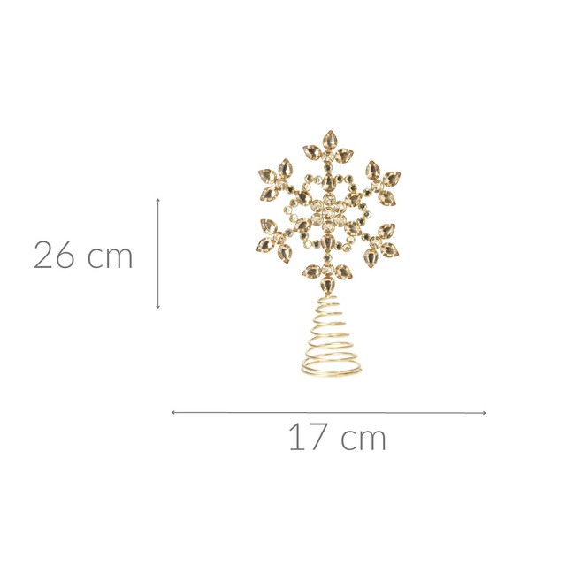 Varf pentru brad, fulg de nea auriu cu zirconi, Ø 17 cm