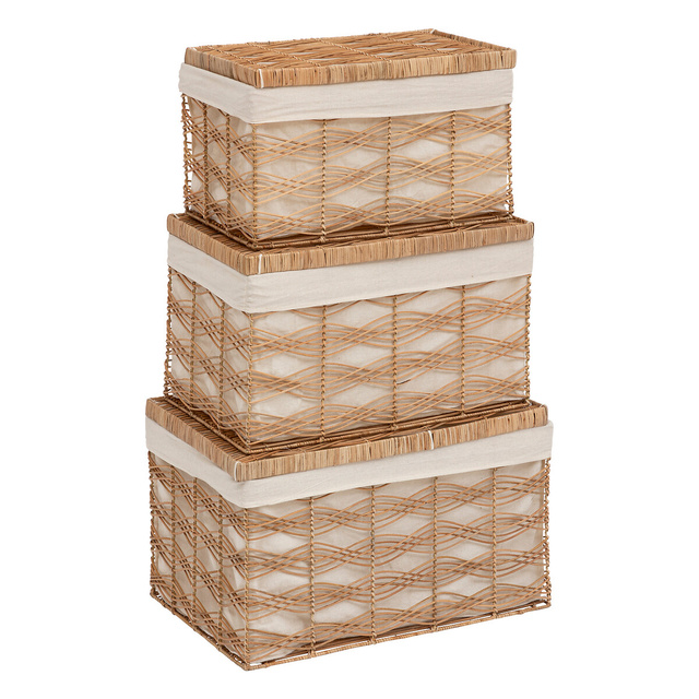 Set de 3 cufere Rosy din ratan