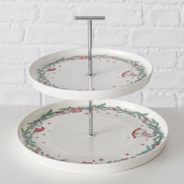 Pătratul cu două etaje cu model festiv FLORENZA, înălțime 22 cm