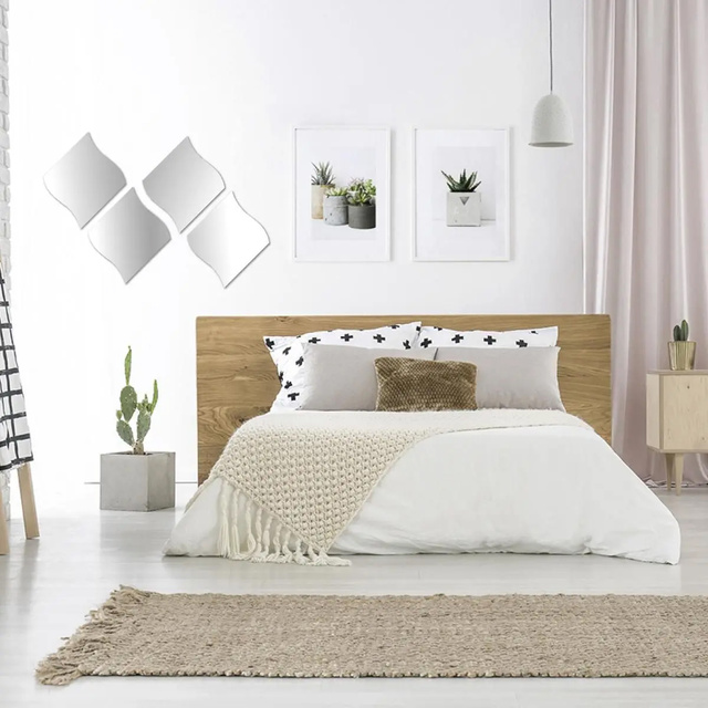 Set de 4 oglinzi decorative Atmosphera Créateur d'intérieur, 30 x 0.2 x 30 cm, Sticla, Argintiu