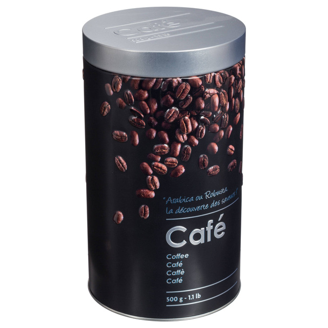Cutie de cafea, 500 g, metalică, neagră
