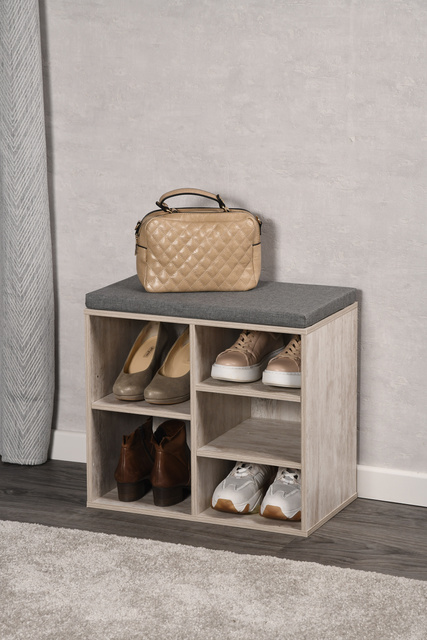 Dulap pantofi cu scaun, 5 compartimente, MDF, Kesper