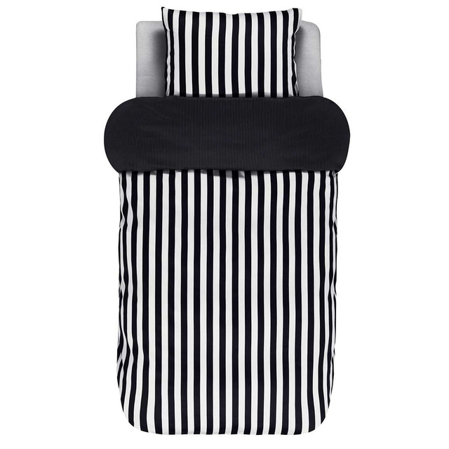 Lenjerie din satin de bumbac cu dungi negre clasice, 140 x 220 cm, Marc O'Polo