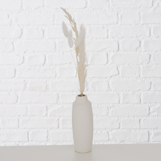 Vaza decorativa din portelan Bianca, flori uscate, inaltime 16 cm